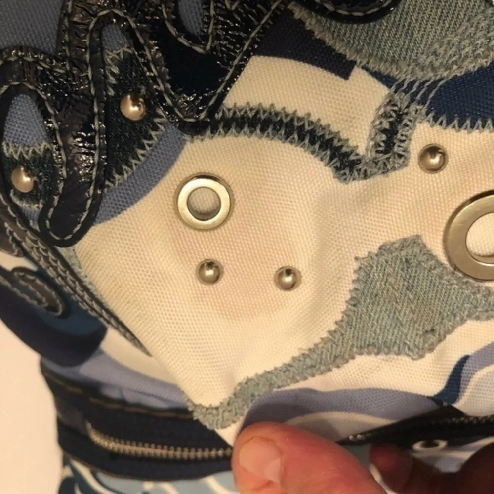 Coach poppy RARE blue c denim appliqué tote bag